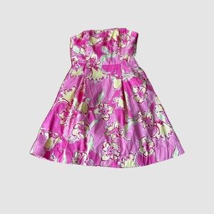 Lilly Pulitzer pink and yellow strapless floral dress size 4